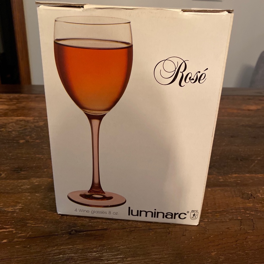 4 Luminarc Pink Stem 8 Ounce Wine Glasses 1980’s - Picture 3 of 6